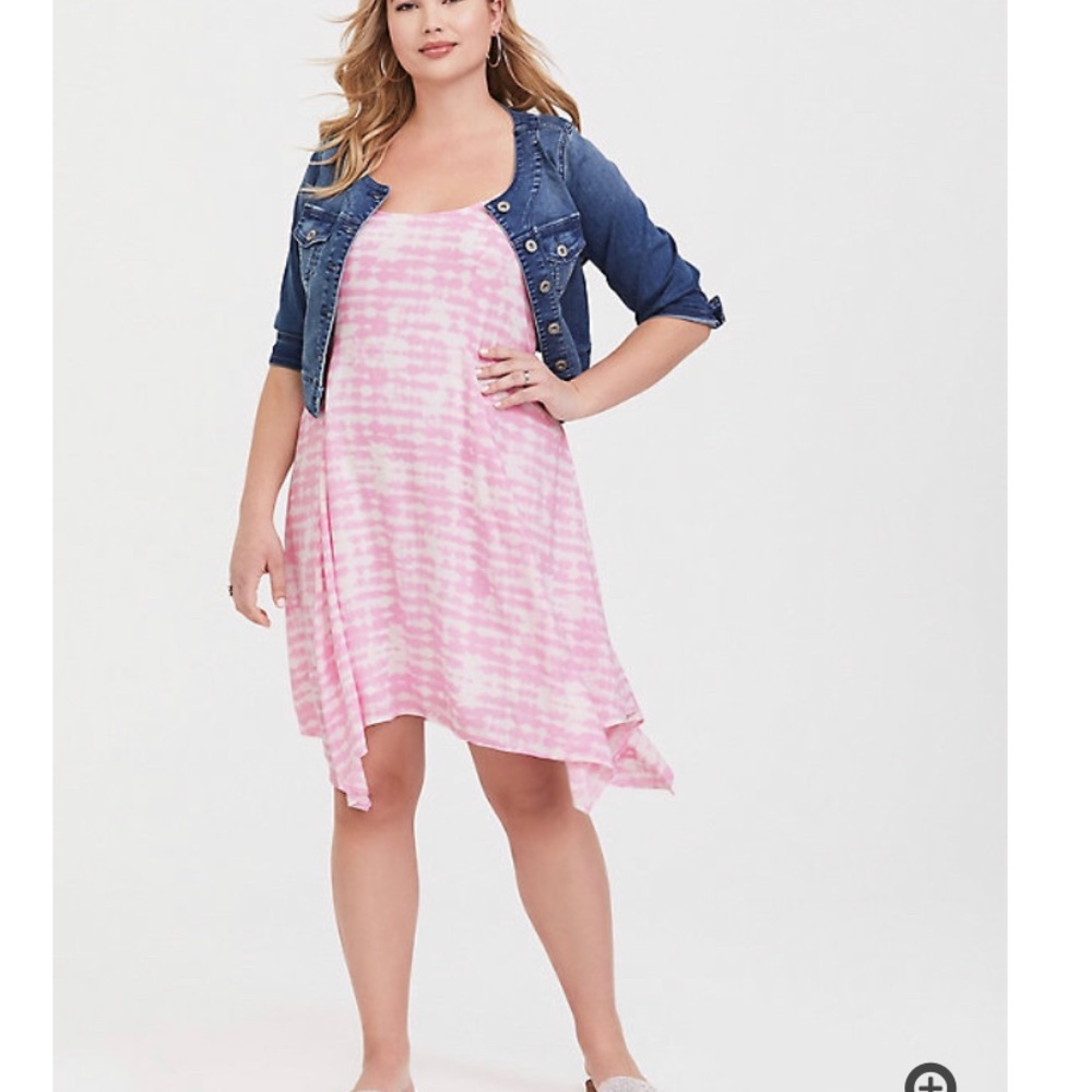 PINK TIE-DYE CHALLIS HANDKERCHIEF DRESS